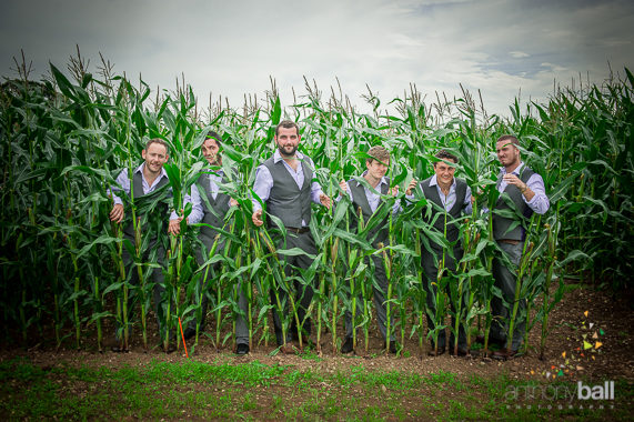 I couldn't resist using the maize field for a superb shot of the Groom's party. (Permission was granted by the farmer).